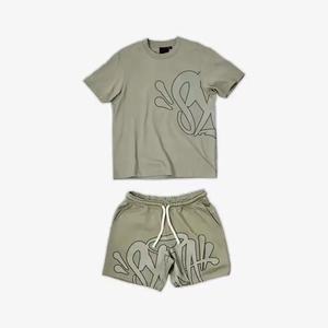 เสื้อยืดและกางเกงขาสั้นชุดเซ็ตสำหรับผู้ชาย หลายสีให้เลือก 2 ชิ้น สร้างแบรนด์ของคุณเอง เสื้อยืดและกางเกงขาสั้นผ้าฝ้ายสไตล์สตรีทแวร์สำหรับผู้ชาย - Product Image 2