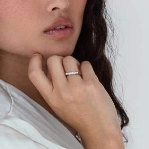 แหวนหมุนได้ทรงบาแกตต์ประดับเพชรซิคอน เงินแท้ 925 ดีไซน์ทันสมัย เหมาะสำหรับเป็นแหวนหมั้นหรือแหวนครบรอบสำหรับผู้หญิง - Product Image 2