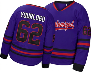 Camiseta de hockey sobre hielo con estampado sublimado personalizado para hombre, ropa deportiva transpirable de secado rápido que absorbe la humedad, nombre del equipo personalizado, número, ropa deportiva - Product Image 1