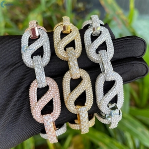 Pulsera cubana Iced Out de 22 mm estilo hip hop para él, pulsera con diamantes incoloros cultivados en laboratorio, corte baguette, pulsera personalizada para hombre - Product Image 1