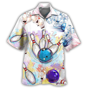 เสื้อเชิ้ตโบว์ลิ่งลำลองคอกลมแขนกุดพิมพ์ลายดิจิทัลสำหรับผู้ชาย คุณภาพสูง ทอจากผ้าฝ้าย 100% ระบายอากาศได้ดี เป็นมิตรกับสิ่งแวดล้อม - Product Image 6
