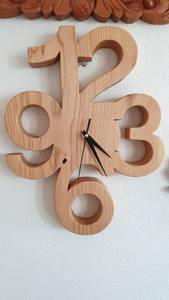 Wooden Wall <b>Clock</b> Abstract Geometric Design Irregular Shape Minimalist Style Quartz Analog <b>Battery</b> Powered Living Room Decor - Product Image 3