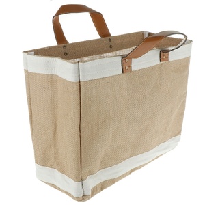 Sacs de Noël en jute Sac de jute à la mode de luxe écologique avec poignées en cuir pour un style sophistiqué à vendre - Product Image 5