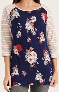 Haut d'allaitement Bmama à manches 3/4, motif floral, accès latéral dissimulé, en mélange de coton, vêtements de maternité, vente en gros - Product Image 2