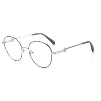 Montures de lunettes métalliques rondes fines à bordure complète OEM pour femmes, avec plaquettes de nez réglables, embouts de branches en acétate, logo personnalisé, vente en gros directe usine