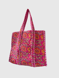 Sac fourre-tout en coton à motif floral avec broderie, design ouvert, pour le shopping toutes saisons, style bohème - Product Image 2