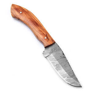 Cuchillo de Acero de Damasco con Hoja de Punta Caída y Mango de Madera, Cuchillo de Caza con Borde Biselado de 0.6mm de Grosor, Cuchillos de Grado DIY - Product Image 4