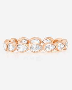 Pear Cut Lab Grown Diamond Stackable <b>Ring</b> 14k Solid Gold Bezel Set 3 mm Minimalist Solitaire <b>Dainty</b> Full Eternity Wedding Band - Product Image 4