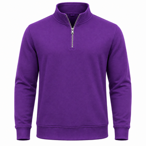 WARPRO INDUSTRY Men's Royal Blue <b>Quarter</b> <b>Zip</b> Knit <b>Sweater</b> Polyester/Cotton Thin Regular Fit Stand Collar Long Sleeve Solid Color - Product Image 5