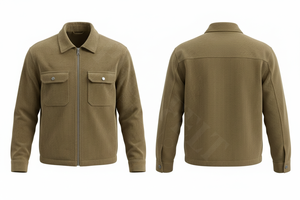 Camisas de pana personalizadas de gran venta con bolsillos con botones, elegantes, con cremallera completa, diseño de logotipo personalizado, abrigos tipo camisa para hombre - Product Image 4