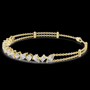 Pulsera de Oro Amarillo con Diamantes Cultivados en Laboratorio de Diversas Formas y Cadenas Múltiples, Regalo de Lujo, Diamantes Cultivados en Laboratorio con Corte Elegante Surtido - Product Image 1