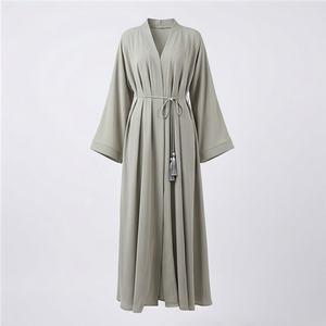 Nuevo Modelo de Abaya al por Mayor, Kaftán Musulmán Largo y Abierto, Ropa Tradicional, Bufanda de Poliéster para Mujer, Moda Modesta de Alta Calidad - Product Image 1