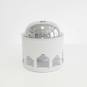 Calentador de Alimentos Moderno de Metal con Recubrimiento en Polvo Blanco y Cúpula de Acero Elegante plato para calentar alimentos con diseño recortado para catering y eventos de lujo - Product Image 3