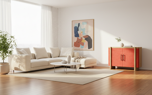 Aparador Moderno de Roble Macizo de 2 Puertas para Sala de Estar - Almacenamiento Ecológico y Resistente al Agua - Product Image 4