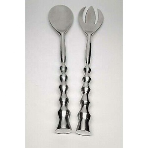 ชุดช้อนและส้อมสำหรับสลัดทำด้วยมือทำจากเงินเคลือบเงาด้านมีด้ามจับวัสดุโลหะสำหรับงานแต่งงาน - Product Image 3