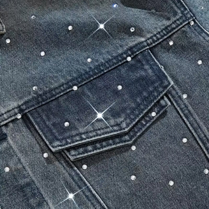 New Fashion Design Front Logo for Winter at Wholesale Price High Quality Custom Made Men's Denim <b>Rhinestone</b> <b>Jacket</b> with Low MOQ - Product Image 6
