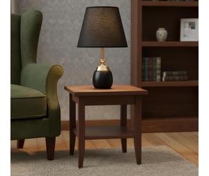 Lámpara de Mesa Moderna de Cerámica con Pantalla de Tela Negra Estilo Empire y Base Dorada para Sala de Estar o Dormitorio - Product Image 1