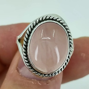 Rose <b>Quartz</b> Oval <b>Ring</b> 925 Sterling Silver Handmade Promise Jewelry for her bezel setting <b>Ring</b> January Birthstone Jewelry - Product Image 4