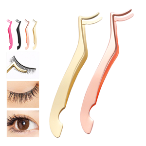 Pince à cils professionnelle en acier inoxydable pour la pose de faux cils, outil d'application en plastique pour cils, vente en gros - Product Image 1