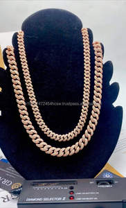 Colliers unisexes en argent sterling 925 avec perles de culture d'eau douce et moissanite taille brillant ronde, chaîne cubaine, bijoux fins pour soirée hip-hop - Product Image 3