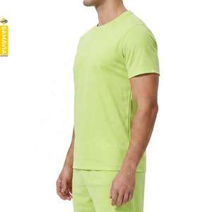 SAMAVIA Men's Lime Green Crew Neck Short Sleeve <b>Polyester</b> <b>T</b>-<b>Shirt</b> Moisture Wicking Regular Fit Summer Wear - Product Image 3