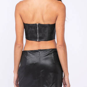 Top Corto de Cuero para Mujer con Logotipo Personalizado a Precio de Mayoreo, Último Diseño de Top Corto de Cuero para Mujer para Venta en Línea - Product Image 5