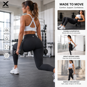 X Sports City Women's Tummy Control <b>Leggings</b> Squat Proof Breathable Soft Touch Solid Color Seamless Four-Way Stretch Pants OEM - Product Image 3