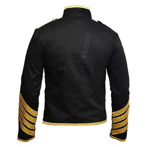 Veste hussarde noire pour homme à double boutonnage avec boutons dorés et broderies, manteau d'hiver formel pour uniformes - Product Image 5