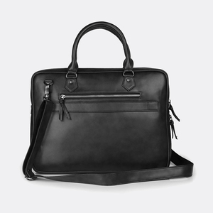 Porte-documents d'affaires en cuir véritable de luxe pour homme, marron, avec poche avant, bandoulière légère pour le travail de bureau - Product Image 1