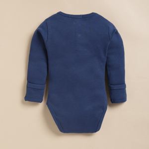 Body de manga larga de elastano de bambú orgánico de calidad premium-Azul marino - Product Image 2