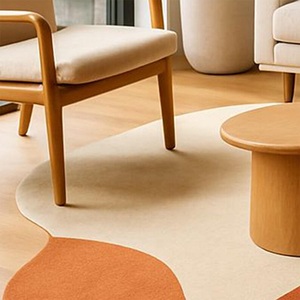 Alfombra moderna abstracta de diseño ondulado y colorido, hecha a mano con lana suave, para decoración de sala de estar o dormitorio, tapete de forma única. - Product Image 5