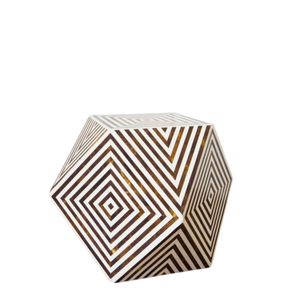 Tabouret de luxe en os incrusté, fait main, noir et blanc rayé, table d'appoint moderne ronde en forme de tambour, vente en gros - Product Image 6