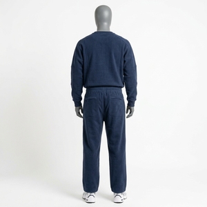 Ensemble survêtement décontracté pour homme, bleu marine, sweat-shirt à col rond et pantalon cargo avec poches utilitaires, deux pièces assorties, style streetwear - Product Image 4