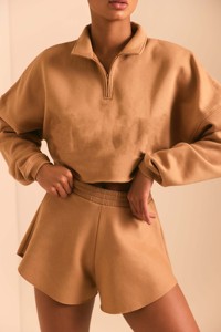 Shorts Deportivos de Mujer Color Castaño, Diseño de Cintura Alta, Suaves y Transpirables, Ideales para Gimnasio y Fitness - Product Image 4