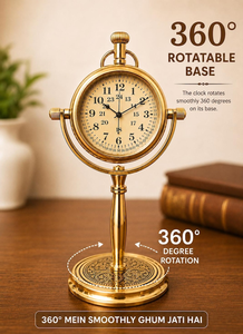 Classic Swivel Brass <b>Table</b> <b>Clock</b> 360 Degree Rotating Vintage Desktop Timepiece Retro Office Home Decor - Product Image 3