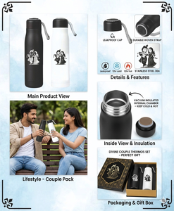 Bouteille d'eau de luxe personnalisée avec impression dévotionnelle Krishna Radha, en acier inoxydable, cadeau - Product Image 3