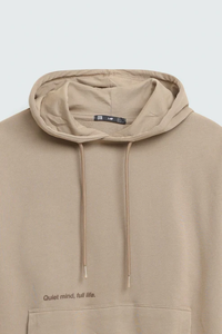 Sweat-shirt à capuche unisexe en polaire beige 100% coton anti-boulochage avec cordon de serrage, poche avant avec logo, streetwear, vêtements décontractés pour adultes - Product Image 6