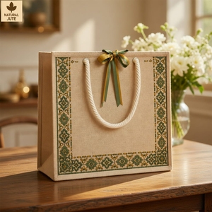 Sac de plage en jute naturel laminé 300 GSM, sac de voyage de plage 32x34x14 cm, logo personnalisé, vente en gros, OEM, marque privée, modèle MY-02 - Product Image 3