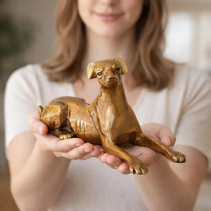 Estatua de Perro de Latón Pulido de Estilo Vintage de 9 Pulgadas de Alto, 1.1 kg, Escultura Decorativa para el Hogar con Temática Animal - Product Image 3