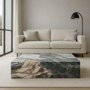 Luxury Natural Stone Farmhouse Coffee <b>Table</b> with Marble Top and Metal <b>Legs</b> for Hotel Use - Product Image 3