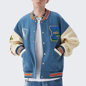 เสื้อแจ็คเก็ตเบสบอลแขนหนังปักลายตามสั่งสำหรับผู้ชาย คุณภาพสูง สไตล์วิทยาลัย ลำลองแนวสตรีท - Product Image 3