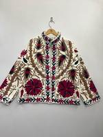 Style De Maison Hiver Grande Taille Femme Décontracté Réversible Matelassé Velours Coton Respirant Broderie Florale Col Montant