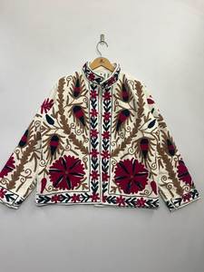 Style De Maison Veste d'hiver pour femme grande taille, réversible, matelassée, en velours et coton respirant, brodée de motifs floraux, à col montant - Product Image 1