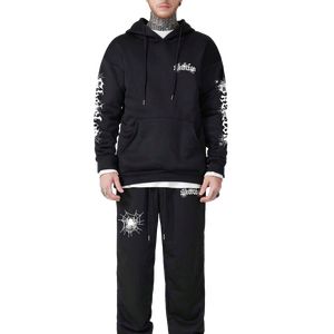 Ensemble de survêtement gothique Y2K personnalisé pour homme, imprimé squelette toile d'araignée, sweat à capuche et pantalon de survêtement, deux pièces, streetwear de haute qualité - Product Image 3