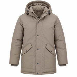 Parka d'hiver pour homme 2026, rembourrée en coton, couleur unie, coupe-vent avec fermeture éclair, décontractée et imperméable, prix abordable - Product Image 3