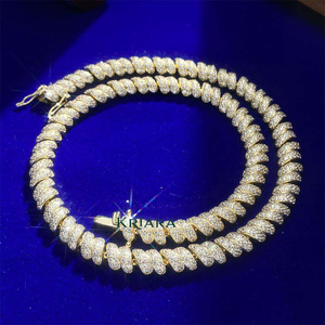 Moissanite Tennis Necklace S925 <b>Silver</b> Rhodium Plated Twisted Singapore <b>Chain</b> Unisex Luxury Everyday Wear - Product Image 5