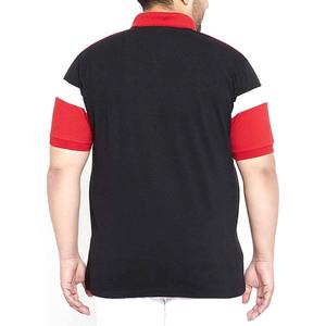 Polo pour homme à blocs de couleur, manches courtes, tricoté, décontracté, rayé rouge noir blanc, coupe classique, tissu Oxford avec poche - Product Image 4