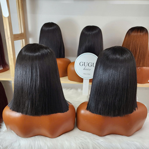 Perruque Bob Couleur Combinée 10 Pouces Lace Front HD Transparente 5x5 Double Drawn Sans Colle Lisse Soyeux Ondulé 100% Cheveux Humains Vierges Petite Taille - Product Image 3