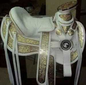 Western Saddle Barrel Trail American Style Handcrafted Horse Saddle Tack Equestrian Set of 100% Genuine <b>Harness</b> <b>Leather</b> - Product Image 4