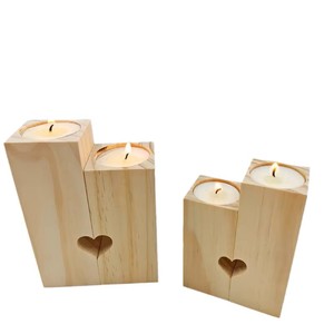 High-quality Round Wooden Candlestick Holder with Embossing Printing for Home and Valentine's Day Event Decoration - Product Image 1
